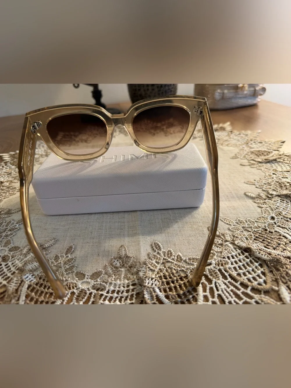 CHIMI Oversized Ecru Sunglasses Gradient Brown Lenses 08 Core NWOT Stockholm